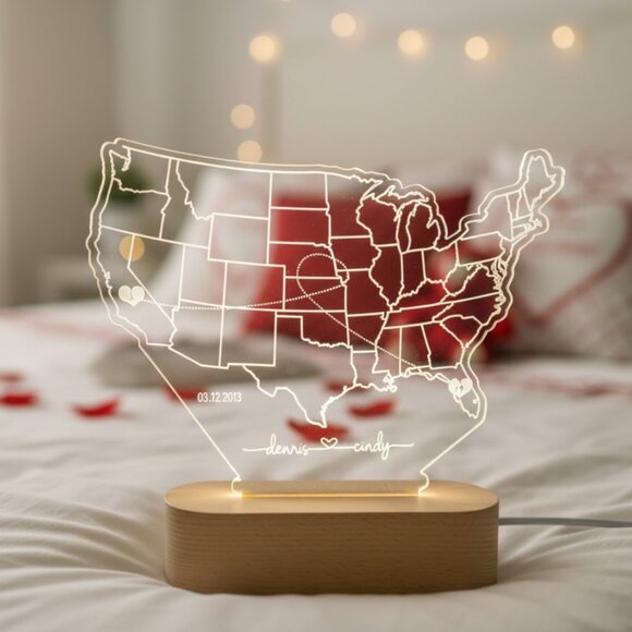 Custom LED Map Light • Personalized Valentine’s Gift • Long Distance Gift - Picture 8 of 8